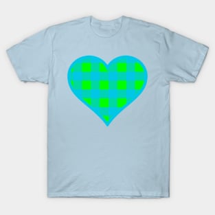 Green and Blue Buffalo Plaid Heart T-Shirt